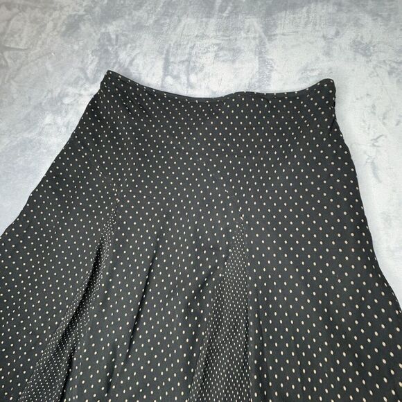 Alfani Sz 14P 100% Silk Skirt Fully Lined Black White Polka Dots Side Zipper - Picture 5 of 11